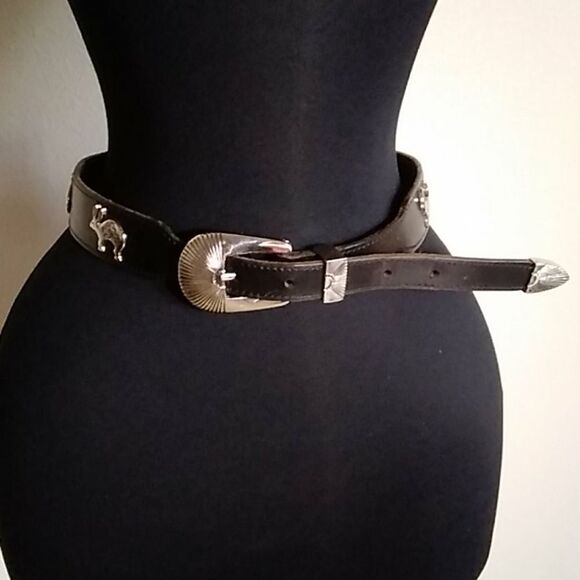 Vintage Metal & Leather Women Black Belt Cowboy main image 11